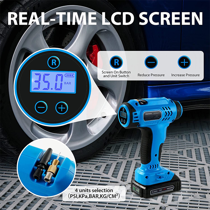 20V无绳锂电池轮胎充气机气泵