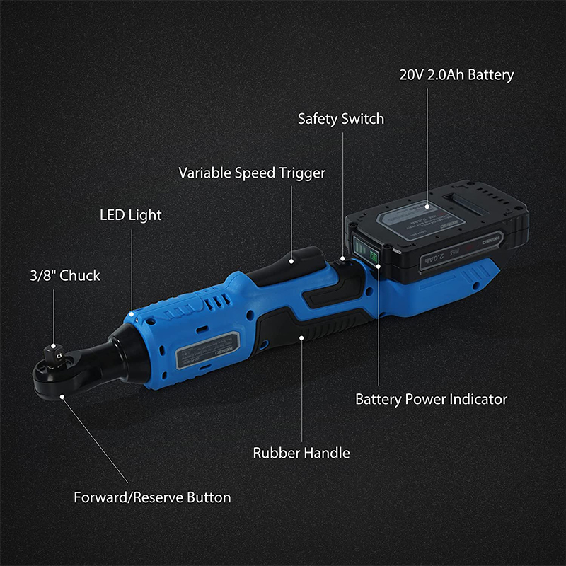 20V 无绳锂电池 3/8 英寸棘轮扳手