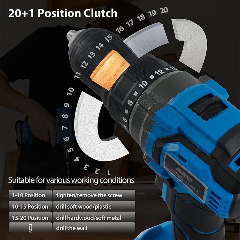20V无绳锂电池无刷双速电钻