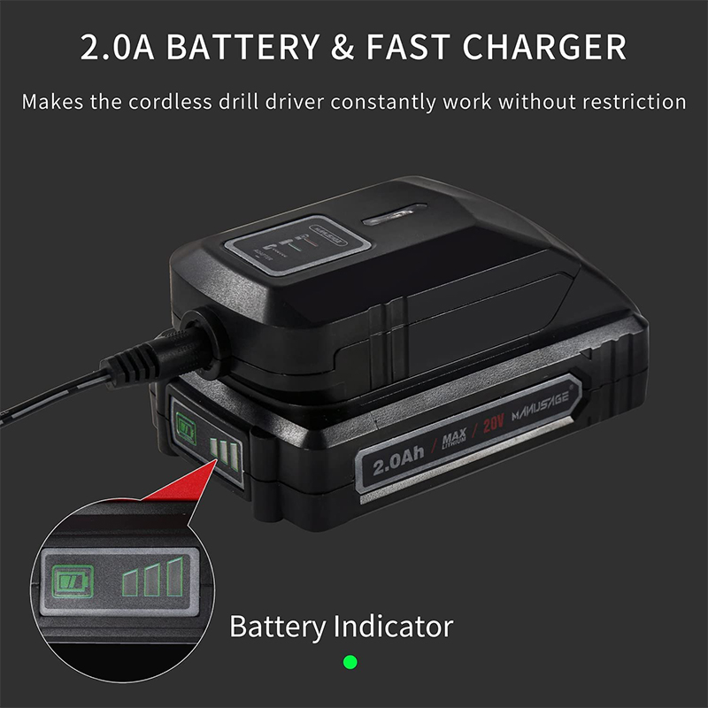 20V无绳锂电池无刷双速电钻